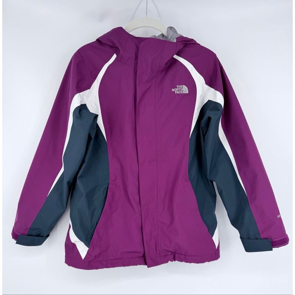 The North Face Snowquest Insulated Ski Jacket Purple Hooded Girls Size Large EUC